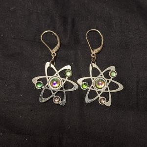 Silver Atom Earrings